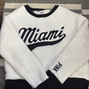 PINK Victoria's Secret White and Black Crew Neck Sweater